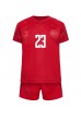 Fotbalové Dres Dánsko Pierre-Emile Hojbjerg #23 Dětské Domácí Oblečení MS 2022 Krátký Rukáv (+ trenýrky)